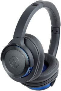 Audio-Technica ATH-WS660BTGBL Solid Bass Wireless Over-Ear Headphones with Built-in Mic & Control (Gunmetal/Blue)