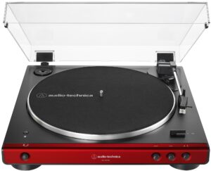 Audio-Technica AT-LP60XBT-RD Fully Automatic Wireless Belt-Drive Turntable (Red)