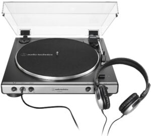 Audio-Technica AT-LP60XHP-GM Fully-Auto Belt-Drive Turntable with Headphones (Gun-Metal/Black)