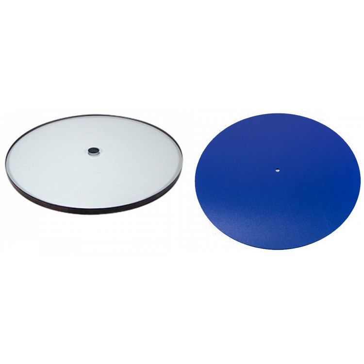 Rega 12mm thick Glass Platter and Blue Wool Turntable Mat Combo